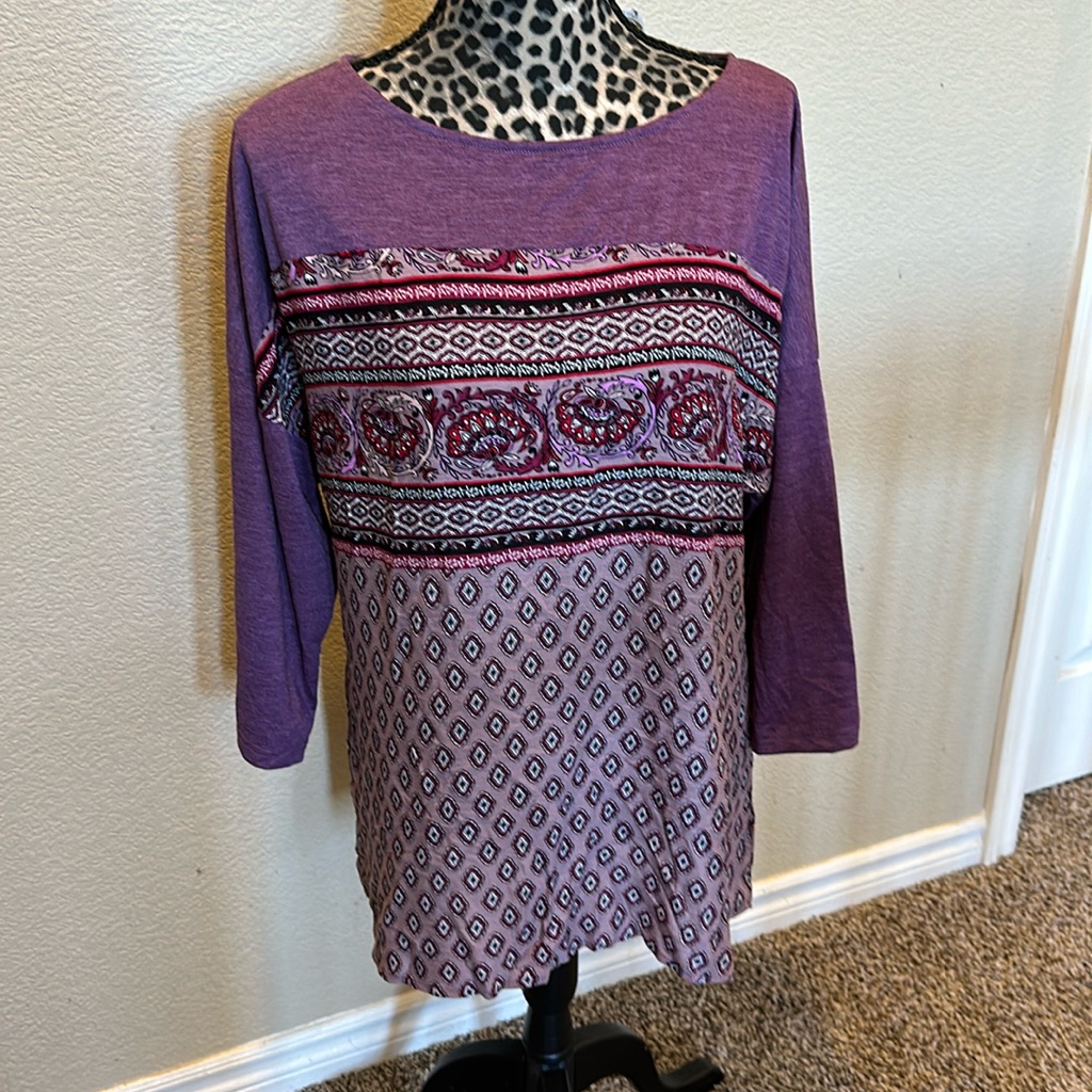 Suzanne Betro Weekend 3/4 Sleeve Top, Brand New With Tags, Size L